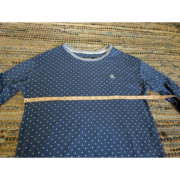 Ralph Lauren Black Label M Blue Ringer Pajama Top White Polkadot Stripes Preppy - Picture 4 of 6